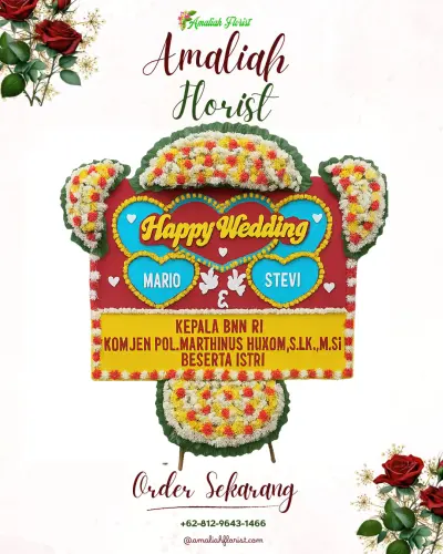 Karangan Papan Bunga Pernikahan di Babatan